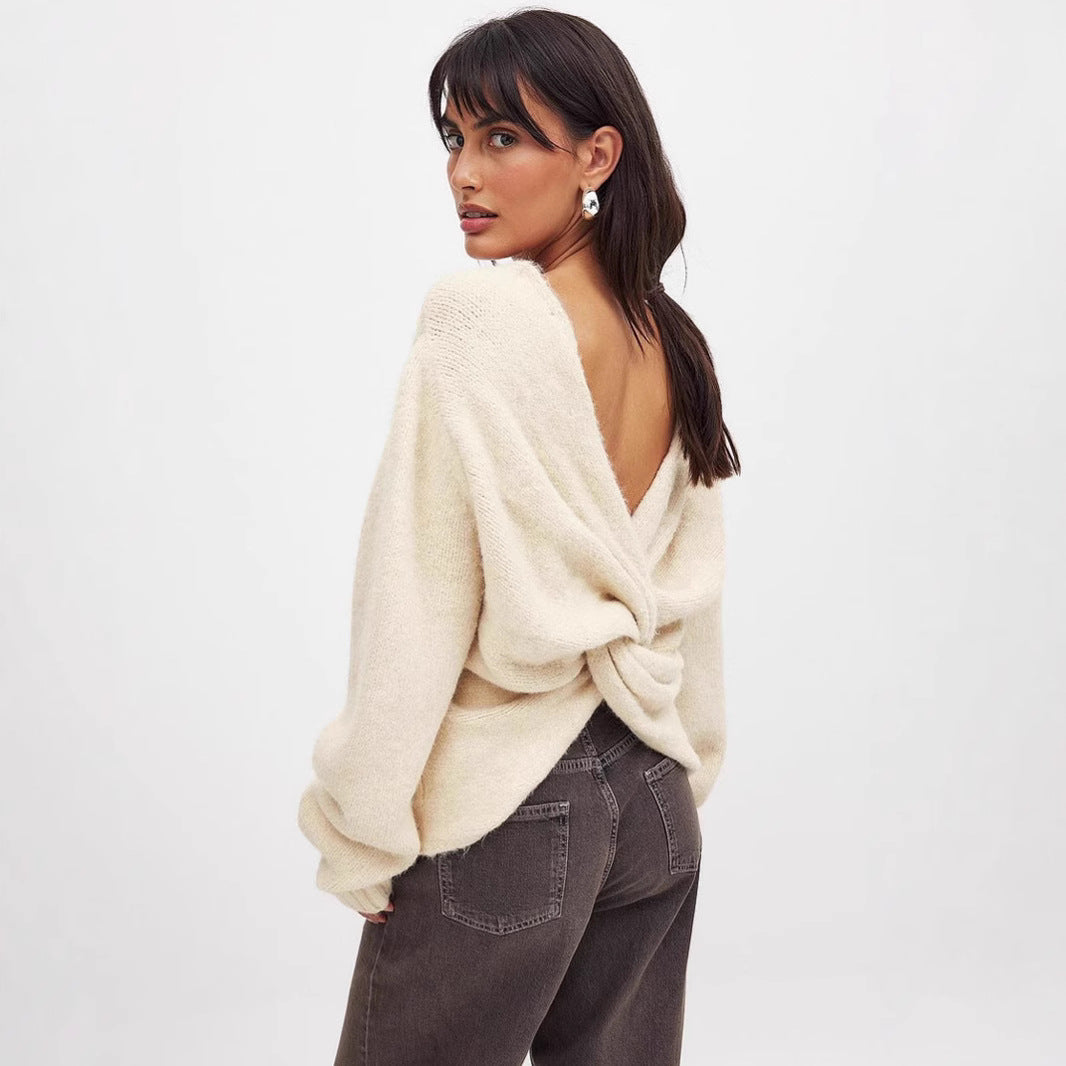 Damen Pullover mit Rückenschnürung Eveloria
