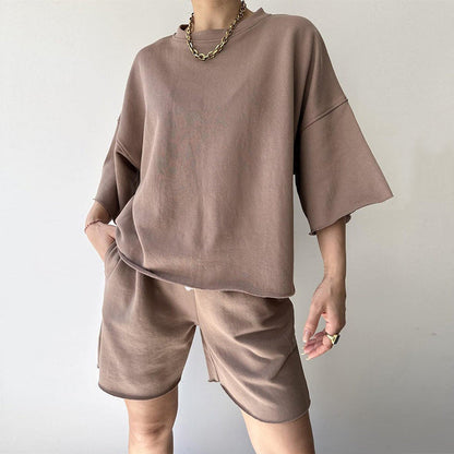 Damen Kurzarm-Oberteil und Shorts Set Eveloria