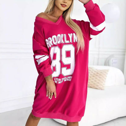 Damen Oversized Sportkleid V-Ausschnitt Eveloria