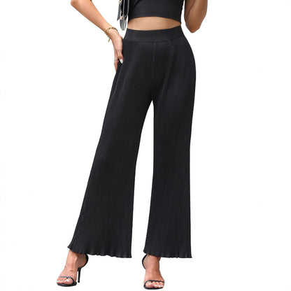 Damen Plissee-Hose elastisch Weitbein Eveloria