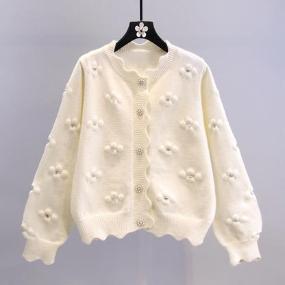 Damen Strickjacke Blumenapplikationen Kuscheljacke Eveloria