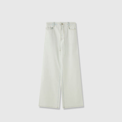 Damen Denim-Culotte Weit mit hohem Bund und Gummizug Blau