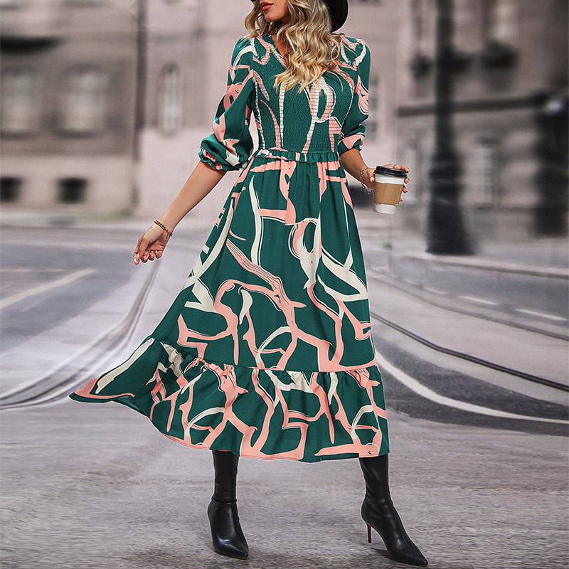 Damen Maxikleid V-Ausschnitt Fließschnitt Eveloria