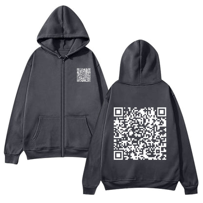 Damen Kapuzenjacke Weiches Fleece QR-Code-Design Eveloria