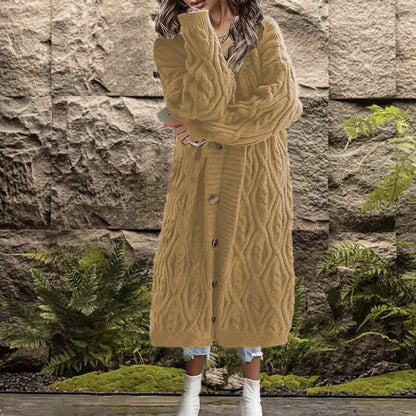 Damen Kurzjacke Grobstrick Zopfmuster Knopfdetails Eveloria