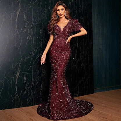 Damen Abendkleid Paillettenbesatz Figurbetonter Schnitt