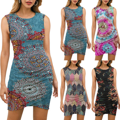 Damen Wickelkleid Florales Mandala-Design Tailliert Eveloria - Eveloria