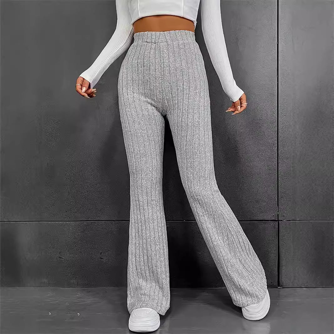 Damen Ripp-Hose Hochbund Weich Eveloria