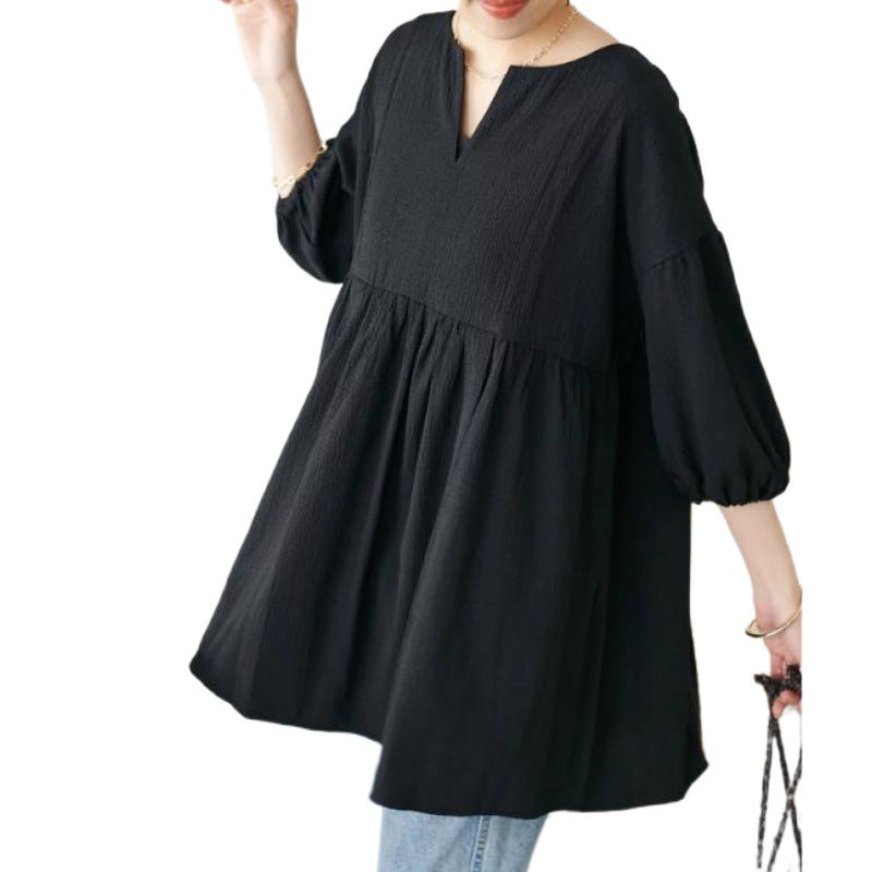 Damen Bluse V-Ausschnitt Ausgestellte Ärmel Eveloria