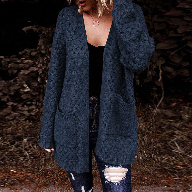 Damen Strickjacke Strukturiertes Muster Beige