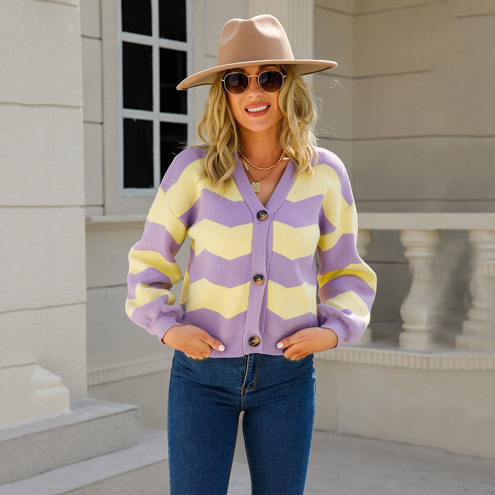 Damen Strickjacke Chevron-Muster Eveloria