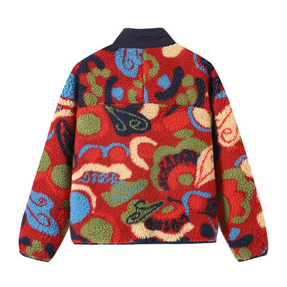 Damen Fleecejacke Farbenfroh Hoher Kragen Praktische Taschen Eveloria