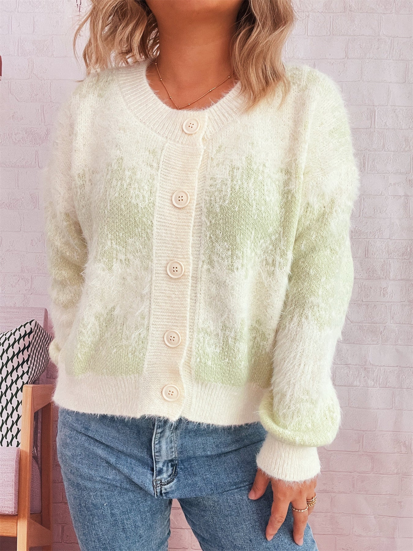 Damen Strickjacke Farbenfrohes Muster Eveloria