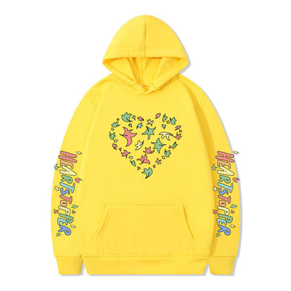 Damen Kapuzenpullover Herz- und Blattmotiv Eveloria