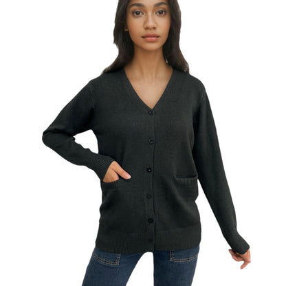 Damen Strickjacke Rippenmuster Baumwolle Beige