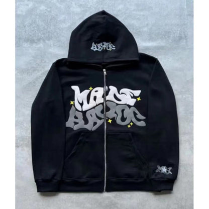 Damen Kapuzenjacke Lässiger Schnitt Graffiti Print Eveloria