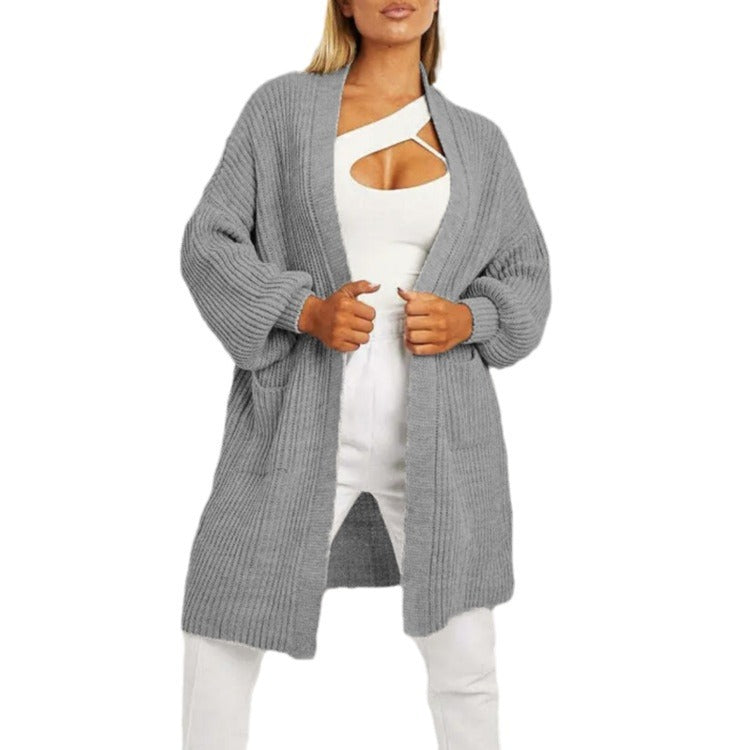 Damen Strickjacke Lässiger Schnitt Uni Farbe