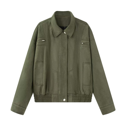Eveloria Damen Übergangsjacke Praktische Taschen Elegant