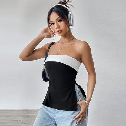 Damen Trägertop Figurbetonend Silhouette Kontrastdesign Eveloria
