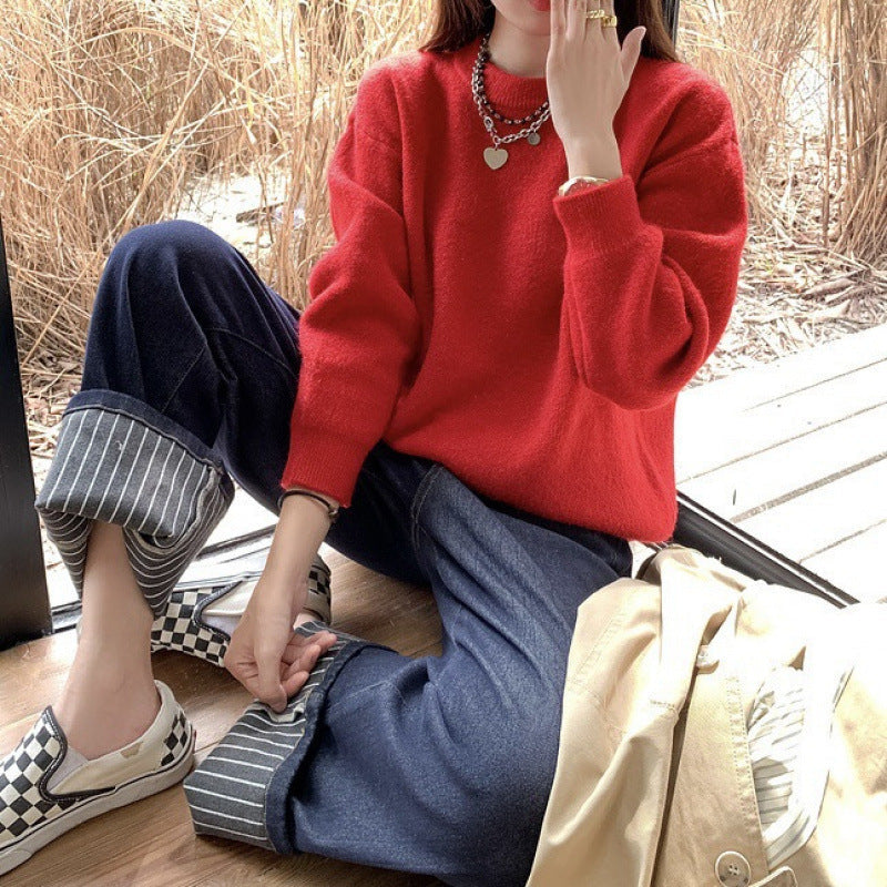 Damen Strickpullover Oversized Bequem Eveloria