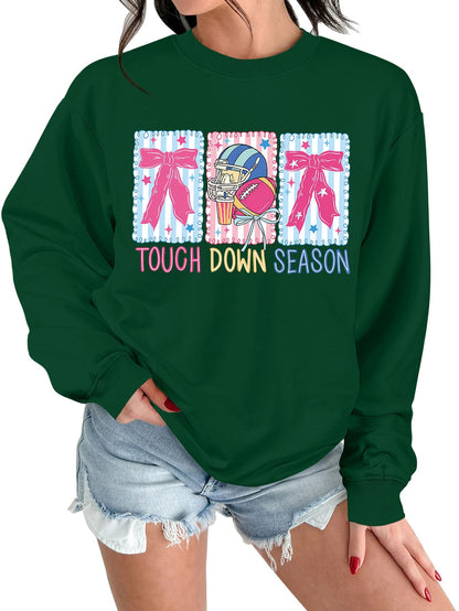 Damen Sweatshirt Football Motiv Lässig Grau Eveloria