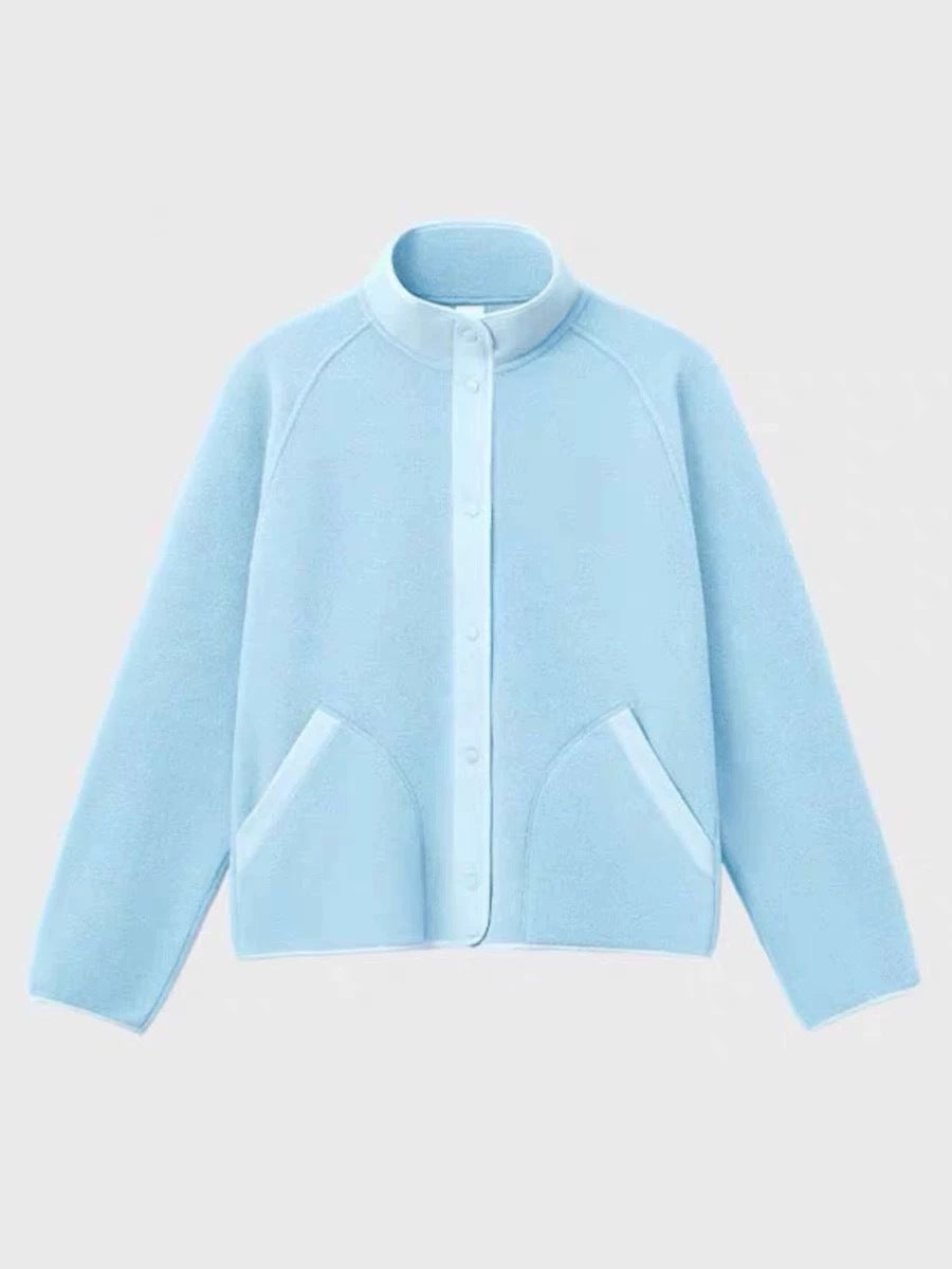 Damen Fleece-Jacke Elastischer Kragen Praktische Taschen