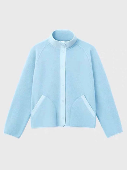 Damen Fleece-Jacke Elastischer Kragen Praktische Taschen