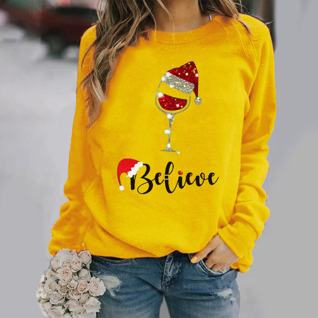Eveloria Damen Sweatshirt Baumwolle Rundhals Festlich