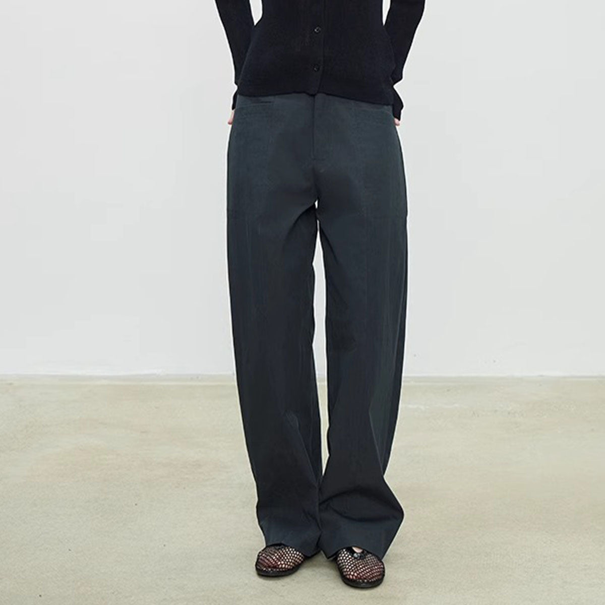 Damen High-Waist-Hose Weite Passform Strukturiert Eveloria