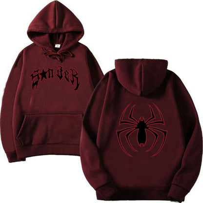 Damen Kapuzenpullover Spinnenmotiv Grobdruck Eveloria