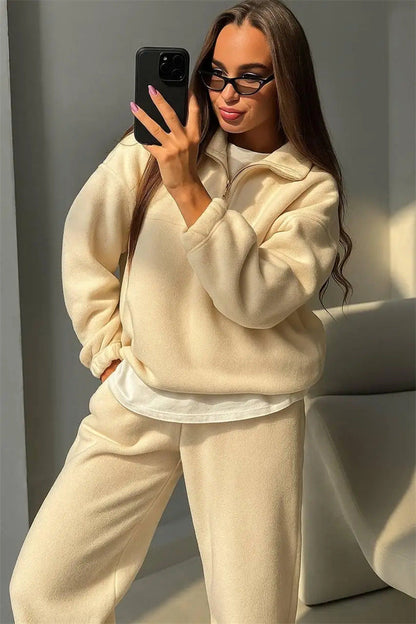 Damen Fleece-Jogginganzug Hochkragen Eveloria