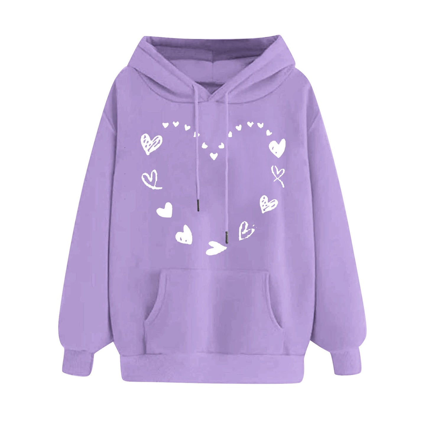 Damen Kapuzenpullover Herzmotiv Kängurutasche Bequem