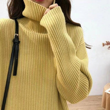 Damen Rollkragenpullover Feinrippstrick Warm Eveloria