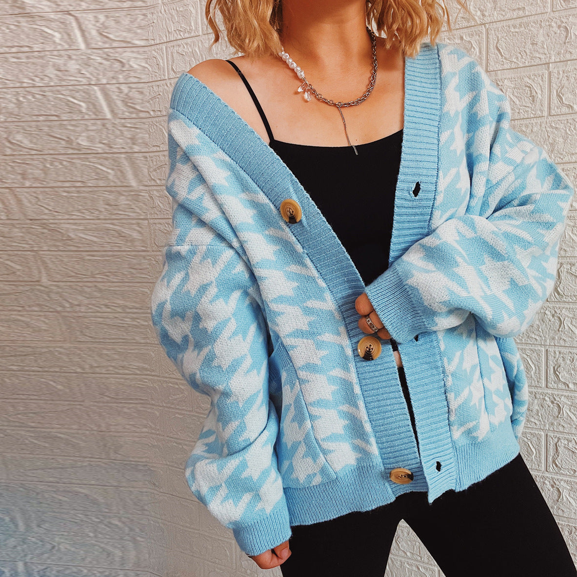 Damen Strickjacke Hundemuster Modern Eveloria