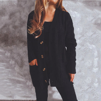 Damen Strickjacke V-Ausschnitt Knöpfe Grau Eveloria