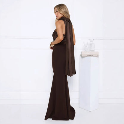 Damen Abendkleid Schulterfrei Fließend Eveloria