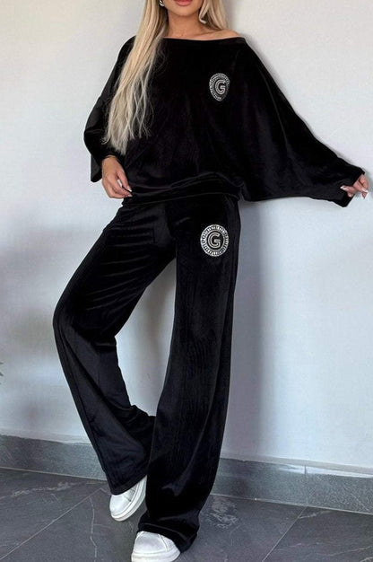 Damen Velvet Loungewear-Set Weich Eveloria