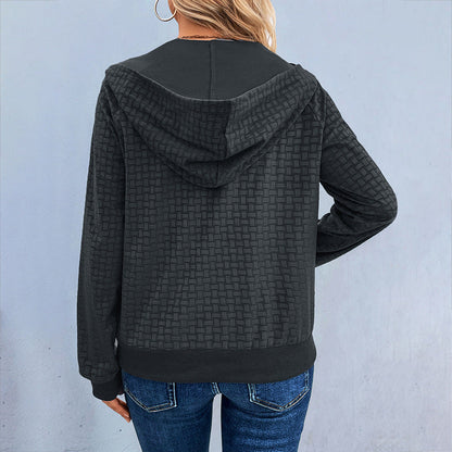 Damen Kapuzenpullover Strukturiert Dekorative Knöpfe Eveloria