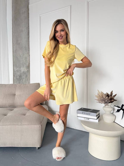 Damen Loungewear-Set Samt Elastischer Bund Eveloria