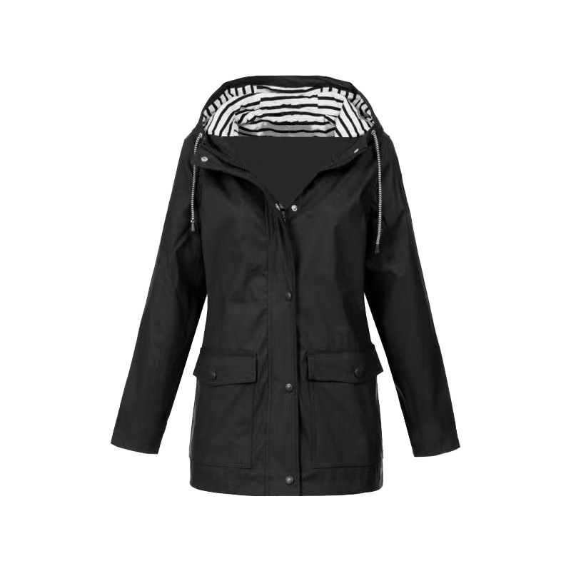 Damen Regenjacke mit Kapuze Reißverschluss