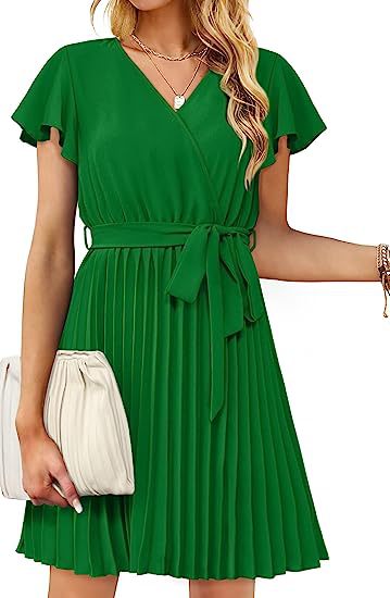 Damen Wickelkleid Plissierte Details Eveloria