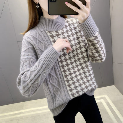 Damen Strickpullover Strukturiertes Zopfmuster Elegante Akzente