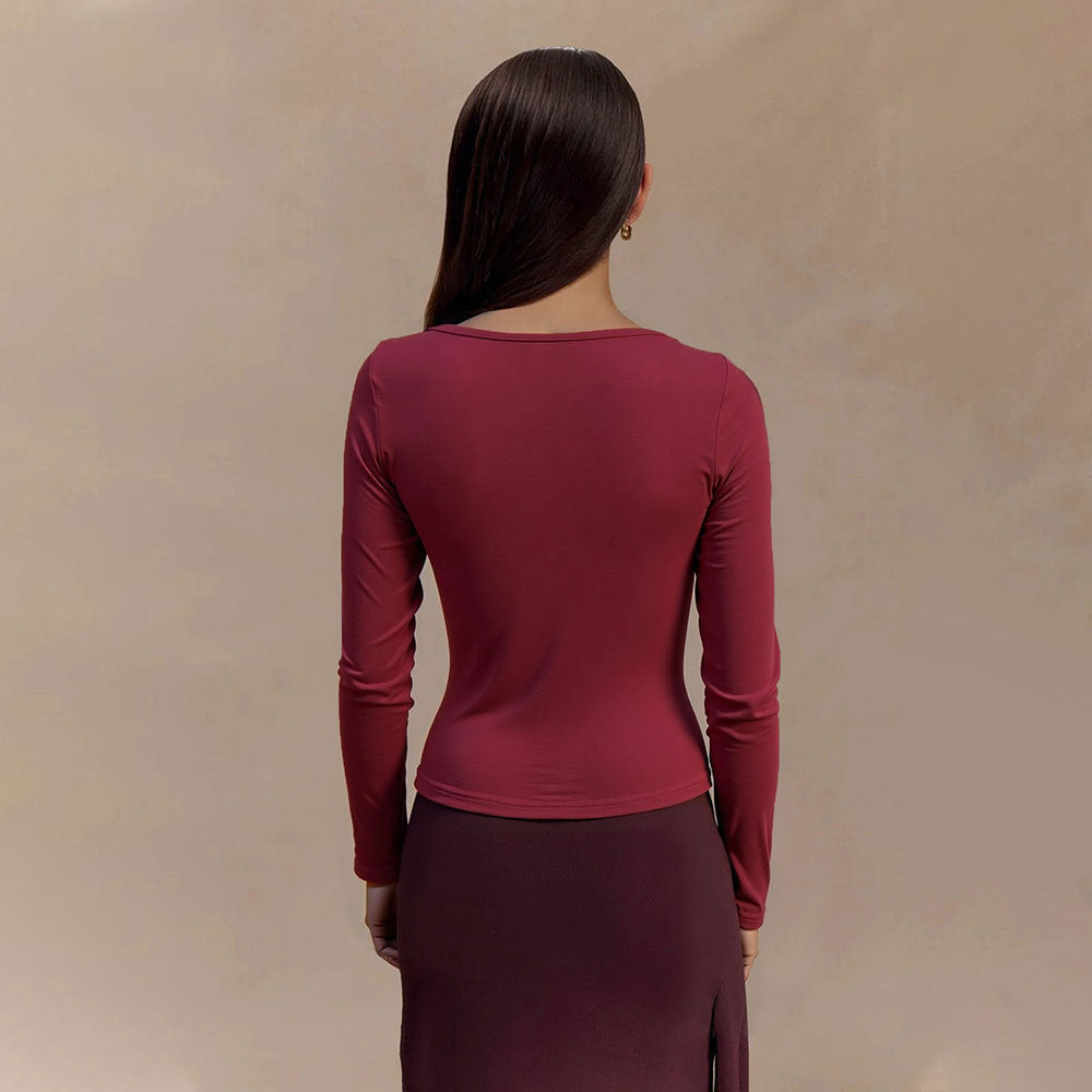Damen Oberteil mit Knotendetail V-Ausschnitt Eveloria