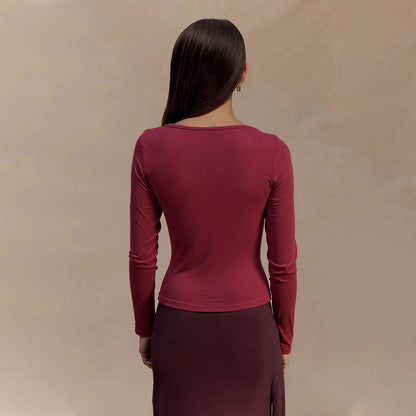 Damen Oberteil mit Knotendetail V-Ausschnitt Eveloria
