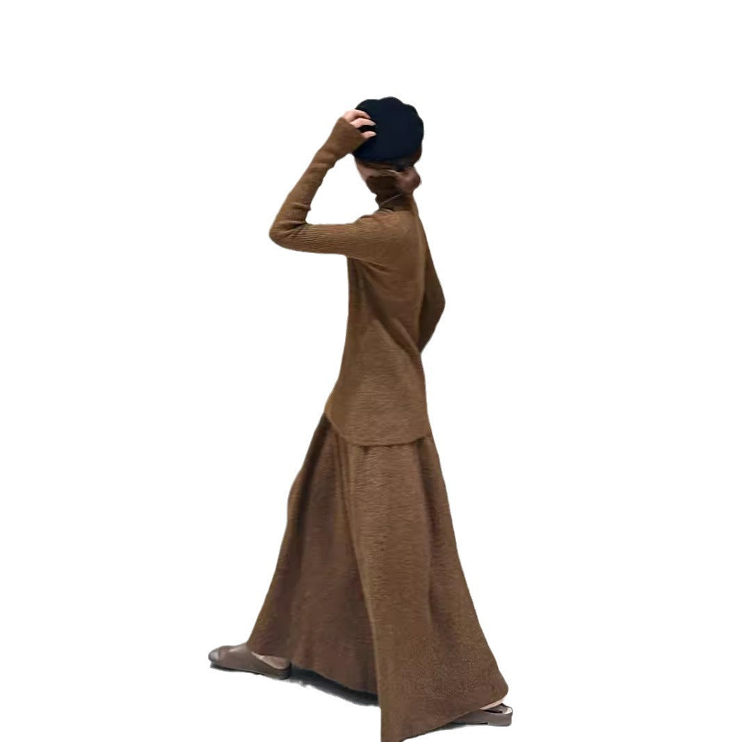 Damen Strickkleid Lang Rippdesign Eveloria