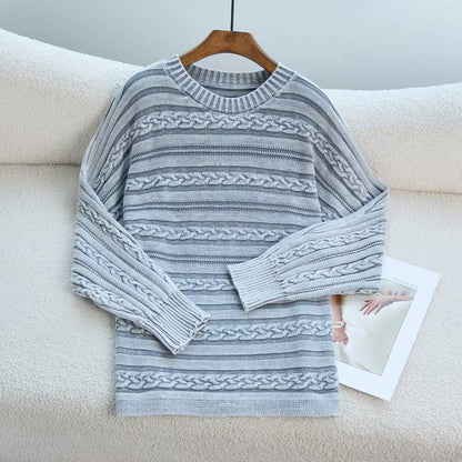 Damen Strickpullover Strukturiertes Zopf-Design Moderner Schnitt