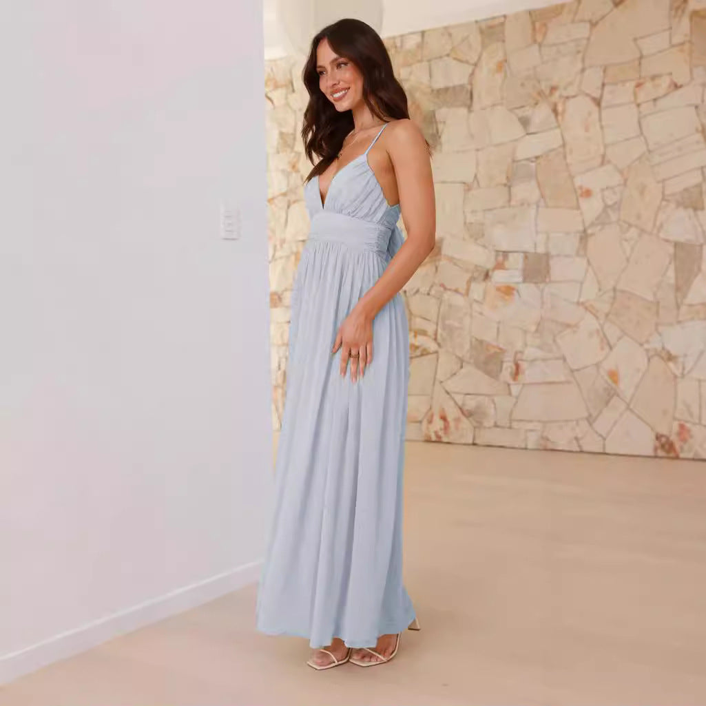 Damen Maxikleid Schmale Träger Wickel-Design Eveloria