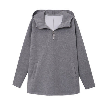 Damen Pulli Hochkragen Reißverschluss Olivgrau