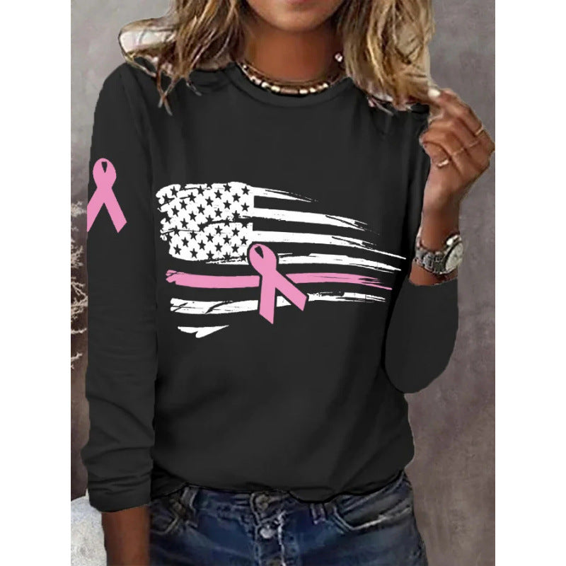 Damen T-Shirt Flaggen-Schleifen-Design Baumwolle Weiß