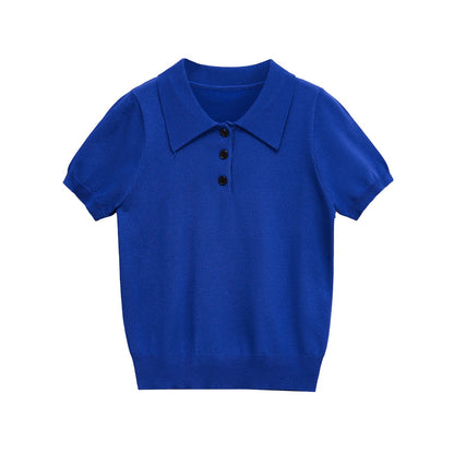 Damen Poloshirt Kurzärmelig Klassische Knöpfe Eveloria